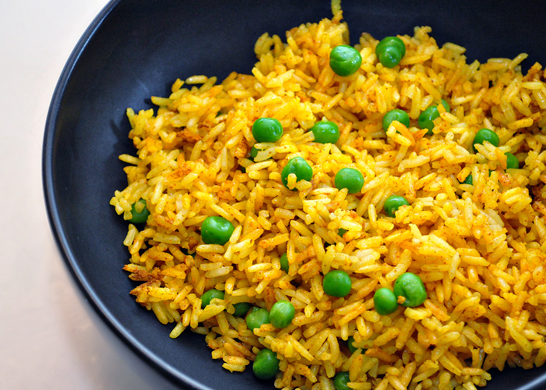 Golden Basmati Rice with Peas | Jenna's Everything Blog